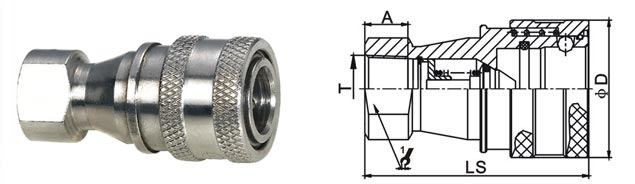 Stainless Steel Hydraulic Quick Connect Couplings Female Thread KZF ISO7241-B