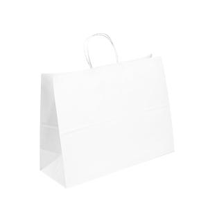 Quality Reusable White Kraft Paper T Shirt Bags Flexo Printing With Handle wholesale