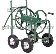 Outdoor Garden Yard Heavy Duty Hose Reel Cart with Stainless Steel and Four Wheels