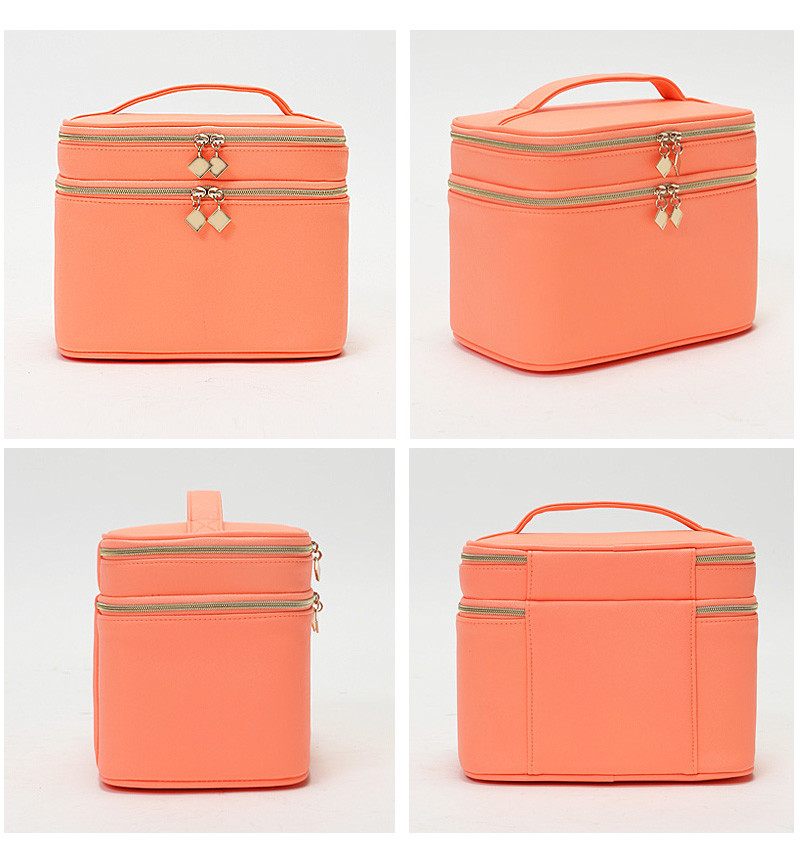 Mirror PU Leather Wash Cylinder Bucket Makeup Bag