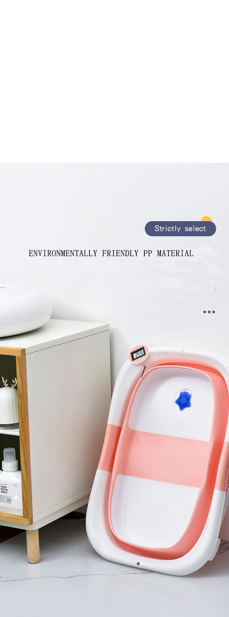 Portable Collapsible Infant Baby Bathtub Set High Temperature Resistance Carton Print