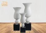 Decorative Frosted White Fiberglass Pot Planter With Frosted Black Base