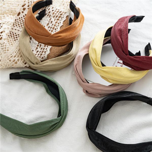 GLH008 Vintage solid color leather pu headbands cross hair hoop pressure hair