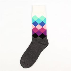 Quality 2016 Popular colorful fancy rainbow design mid-calf length spring dress socks for men wholesale