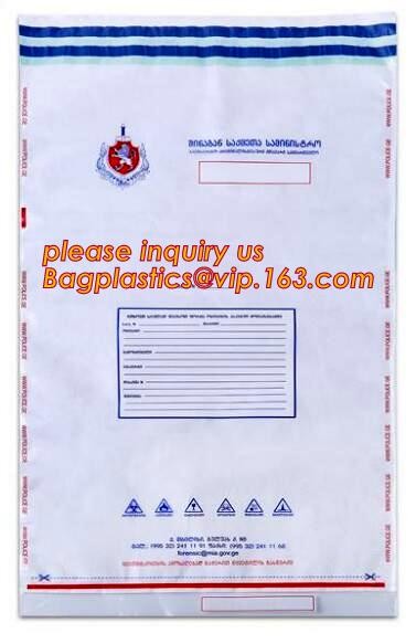 Opaque Tamper Evident Sealing Plastic Bank Money Steb Security Bag / Custom Self Adhesive Plastic Courier Bag, bagease