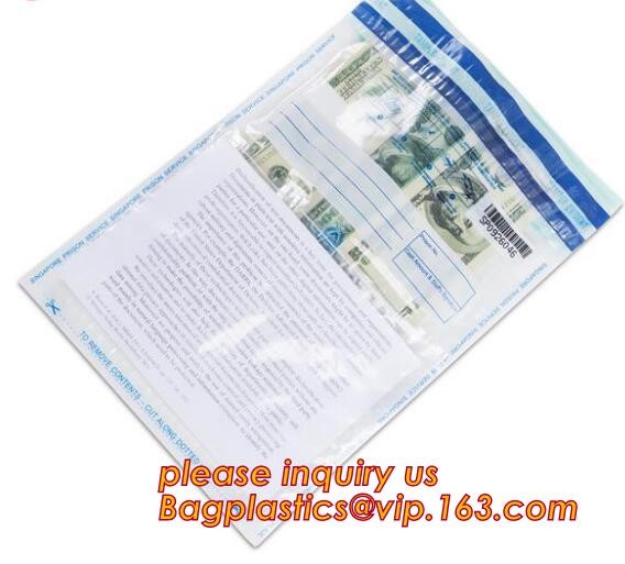 Opaque Tamper Evident Sealing Plastic Bank Money Steb Security Bag / Custom Self Adhesive Plastic Courier Bag, bagease