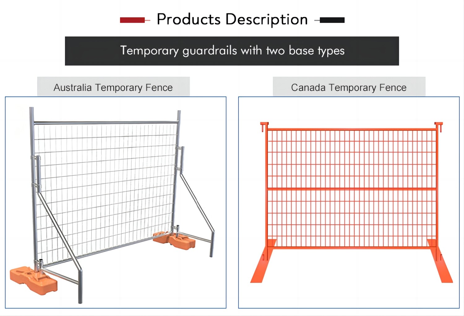 Sturdy Metal Frame Canada Temporary Security Fencing Anti Rust PVC Coating