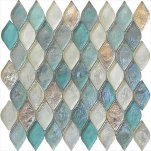 Quality Malachite green with silver leaf water waving glass mosaic tile for walls wholesale