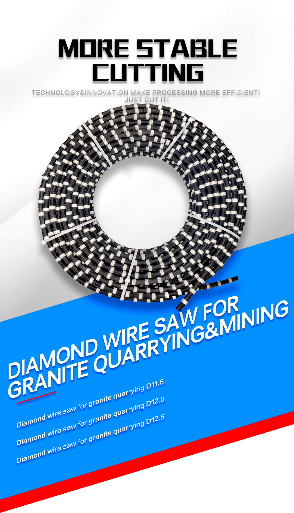 40pcs beads No. 12.0*40 diamond wire for granite stone quarry and cutting wire saw machine
