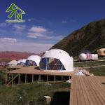 Outdoor Igloo Geodesic Dome Tent Glamping Hotel With Wooden Platform Patio