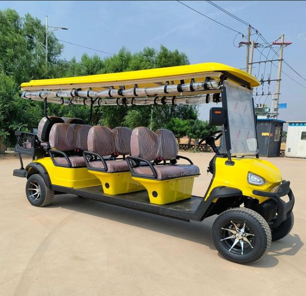 Yellow 8-Seater Electric Golf Cart With Customizable Color And LOGO Perfect For