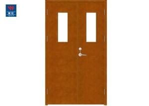 Quality Emergency Exit Glass Fire Rated Double Leaf Wooden Door wholesale