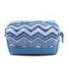 Buy cheap Custom Blue Women Jute Leather Zipper Cosmetic Bags With Compartments from wholesalers
