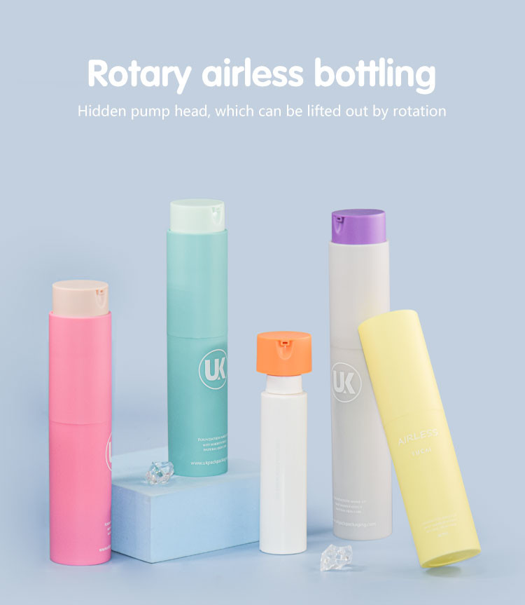 PP Rotary Airless Pump Bottles Refillable Packaging For Cosmetics Detachable Container