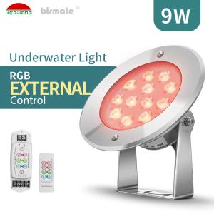 Quality Stainless Steel Waterproof Led Pool Light Smart RGB Color 9W IP68 External Control wholesale