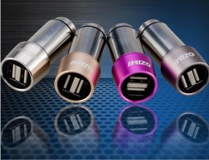Quality 2.4 A dual USB Interfaces Stainless Steel In-Car Charging Adaptor wholesale
