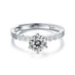 Six Claws 1CT Silver Moissanite Solitaire Engagement Rings Birthstones S925