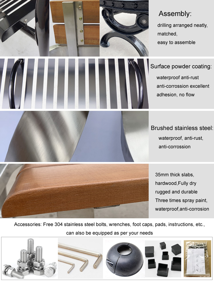 antirust 3 Seat 1500mm Cast Iron And Wood Garden Bench