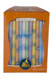 Quality 45pk 100% paraffin wax unscented decorated chanukah candles packed into gift box wholesale