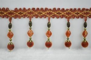 Quality Golden trimmings lace fringes/elegant eco-friendly beaded trim for curtain decoration wholesale