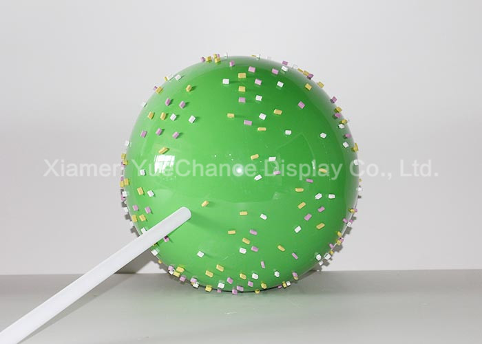 Cute Appearance Custom Fiberglass Lollipop Green / Pink Color Printing