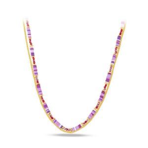Quality Multicolor Heishi Beads Necklace , Beach Girl Metal Chain Necklace wholesale