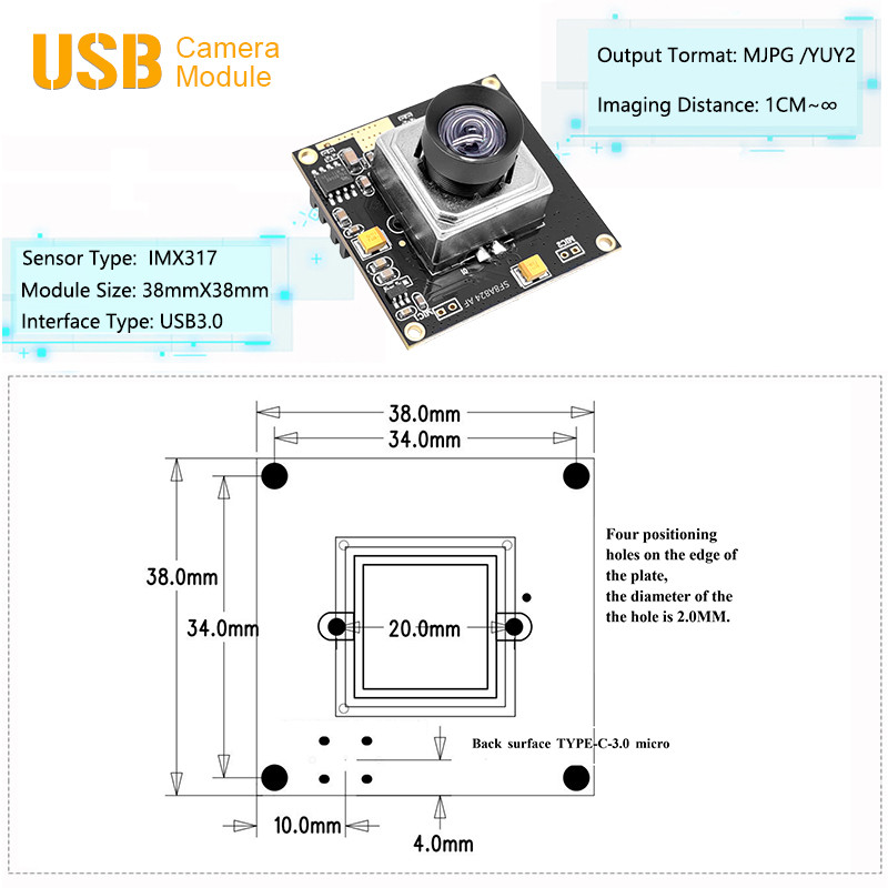 High Speed 8 Megapixel Sony IMX317 Sensor Color USB Camera Module