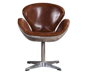 Quality Brown,Black Vintage Retro Swan Retro Leather Swivel Chair With Aluminum Back Covered wholesale