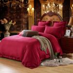 Red Home Textile Products King / Queen Bed Sheet Sets Good Moisture Absorption