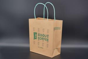 Quality Juice Takeaway Eco Paper Bags Wood Pulp Kraft Flexo Printing wholesale