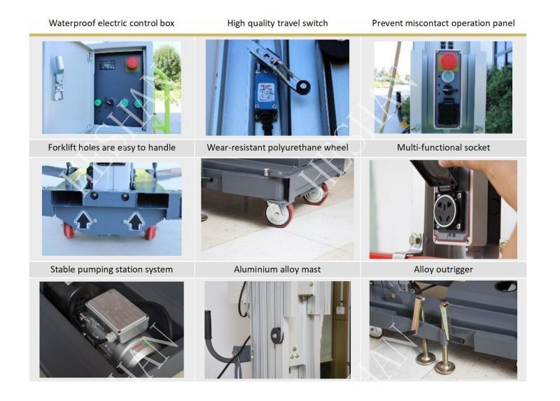 Vertical Aluminum Mast Lift Table Hydraulic Single Man Electric Lift