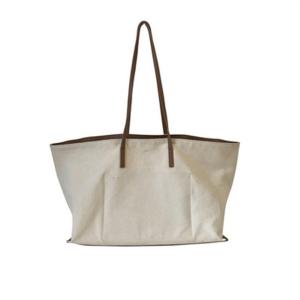 Quality Cotton Cosmetic Shoulder Zip Beach 50cm Handle Canvas Bag wholesale