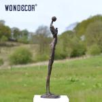 modern high-quality Outdoor abstract person holding rabbit bronze sculpture