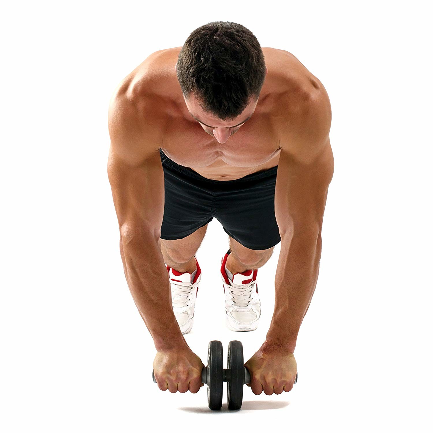 Pro Quality Home Gym Exercise Wheel Ab Roller With Thick Foam Handles And Soft Kneeling Mat