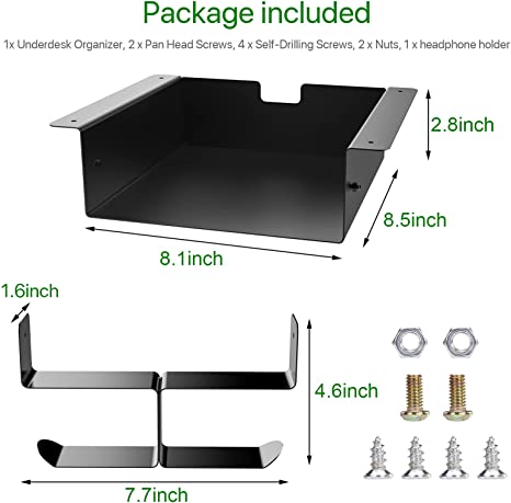 Under desk shelf wire management rack holder for office/home wire storage