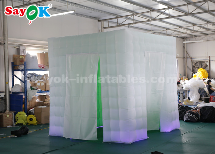 Inflatable Party Tent Oxford Cloth White And Green Inflatable Portable Photo Booth With Two Doors