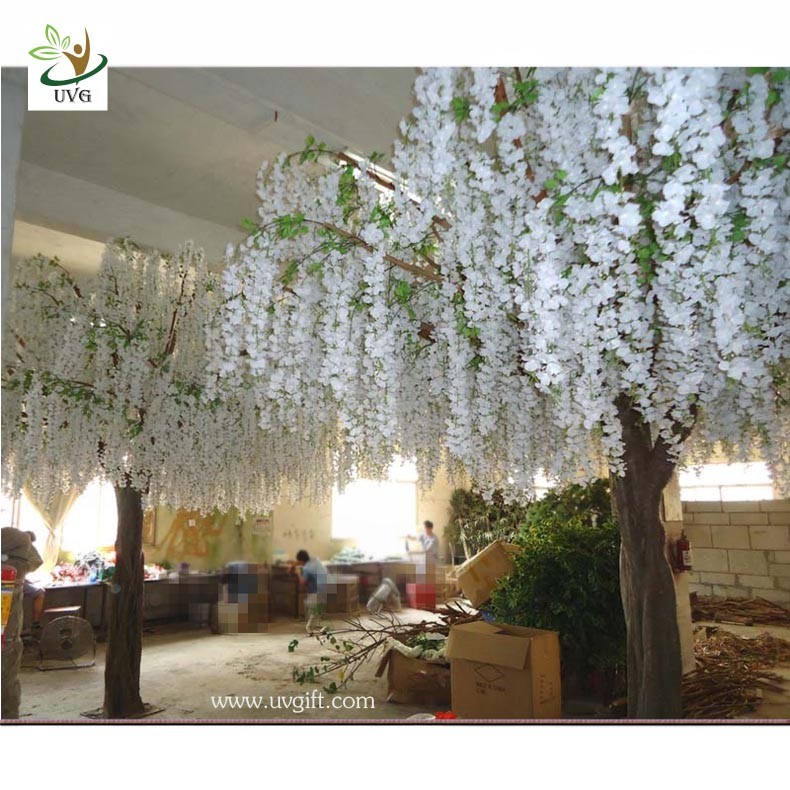 UVG WIS003 china home decor wholesale 4 meters tall white artificial wisteria flowers wedding blossom tree