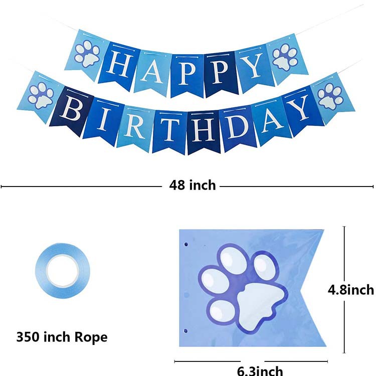 Pet Party Decoration Set Dog Bandana Hat Tie Balloons Supplies Happy Cake Topper Cloth