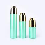 15ML 30ML 50ML green plastic PP twist up gold pump OEM round airless bottles