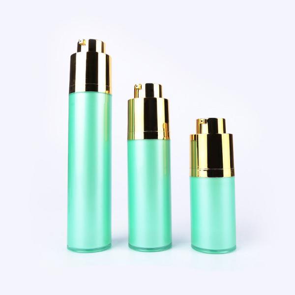 15ML 30ML 50ML green plastic PP twist up gold pump OEM round airless bottles