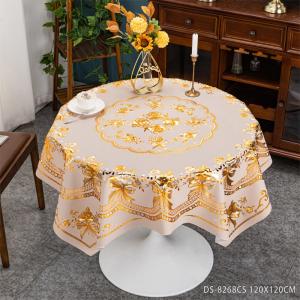 Quality Oil-Proof PVC Round Plaid Tablecloth for 10-Person White Round Table Classic Style wholesale