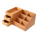 Bamboo 2 Drawers Make Up Organizer Storage Natural Color