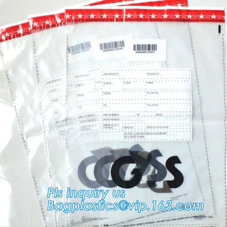 Opaque Tamper Evident Sealing Plastic Bank Money Steb Security Bag / Custom Self Adhesive Plastic Courier Bag, bagease