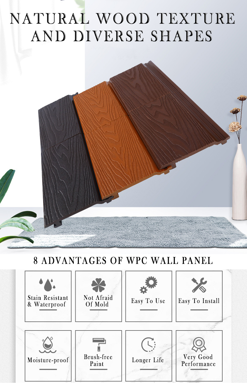 Exterior Wall Decoration Material WPC Panel with Wood Grain Texture and Sanding Surface
