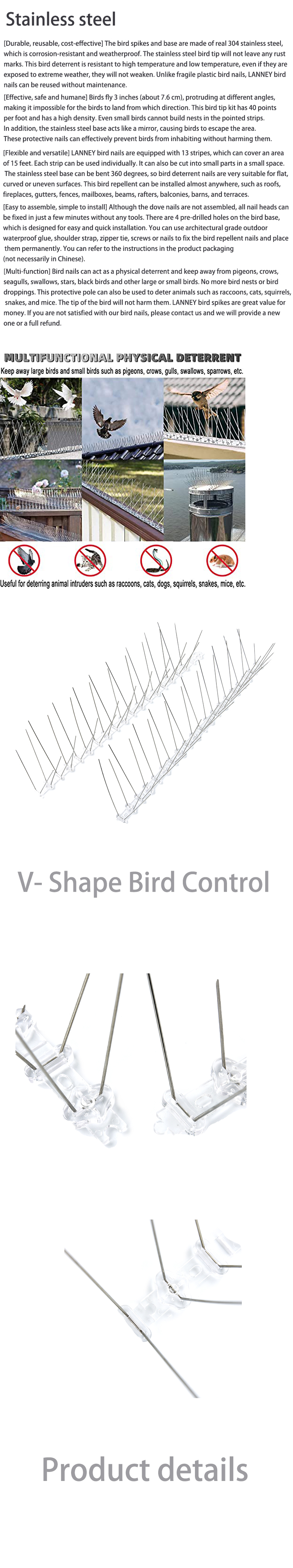 Effective Bird Deterrence with Professional Grade V-shaped Bird Spikes