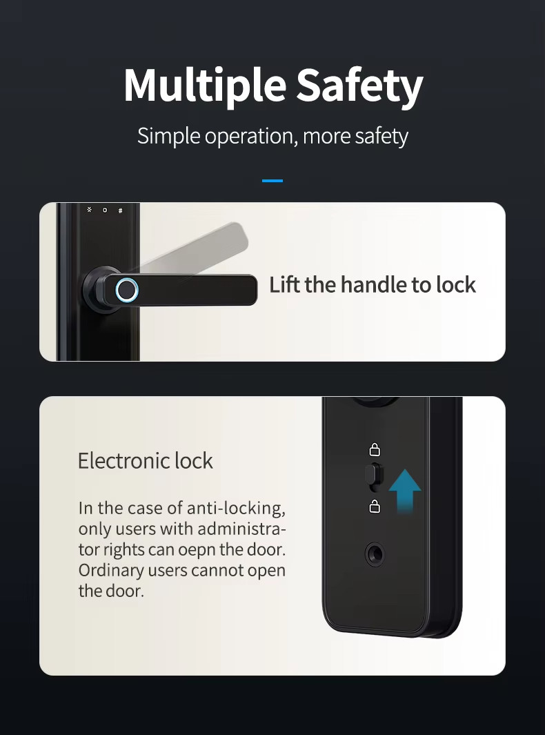 Electric Digital Door Lock Eu Standard Fingerprint Handle Door Lock Waterproof