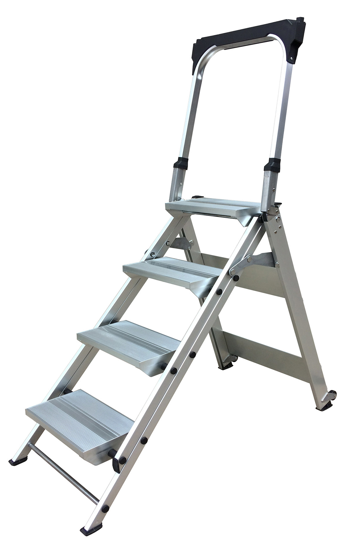 Professional Aluminium Folding Step Stool With Handle And Tool Tray 4 Steps
