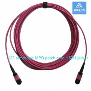 Quality 12F Armored MPO Patch Cord 5m 3.0mm LSZH 12 Core Fiber Optic Cable wholesale