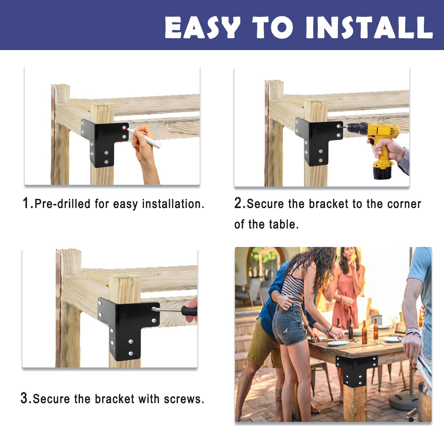 Workbench Corner Bracket Kit Heavy Duty Sturdy Steel Angle Brackets for Desk Shop Table Platform