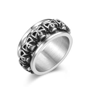 Quality Vintage Skull Style Personalized Men Rings Jewelry Mens Black Agate Stone Ring wholesale